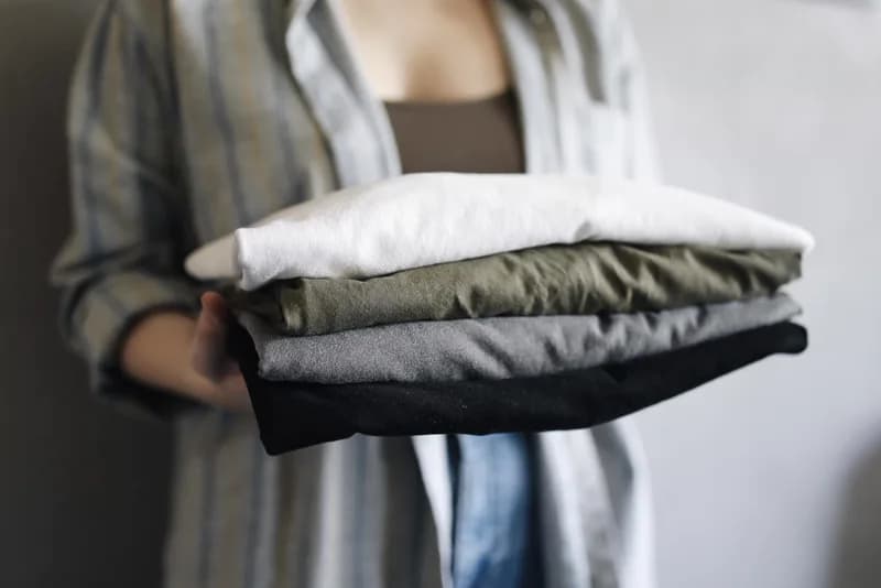Finished shirts, folded and stacked